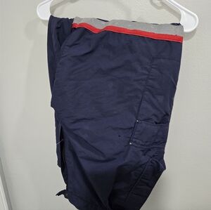 Navy Blue Shorts with Red and Gray Accents